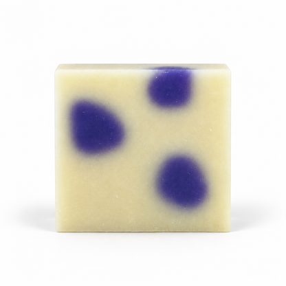 Black Raspberry Vanilla, single soap bar in sharp detail on a white background.