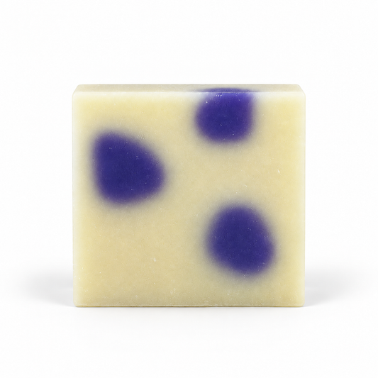 Black Raspberry Vanilla, single soap bar in sharp detail on a white background.