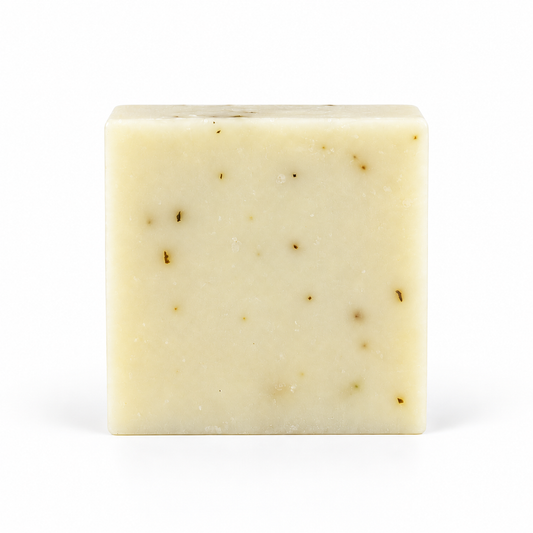 Eucalyptus Aloe, single soap bar in sharp detail on a white background.