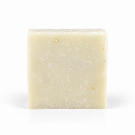 Lavender Greek Yogurt, single soap bar in sharp detail on a white background.
