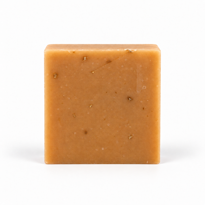 Turmeric Organic Honey & Orange, single soap bar in sharp detail on a white background.
