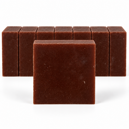 Vanilla Oatmeal, neatly aligned soap bars in sharp detail on a white background.