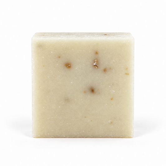 Persimmons Goats Milk, single soap bar in sharp detail on a white background.